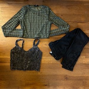 Mix of Tops Holes Crop Missguided H&M Dyndnm Kate Skinny Jeans LOT XS 25